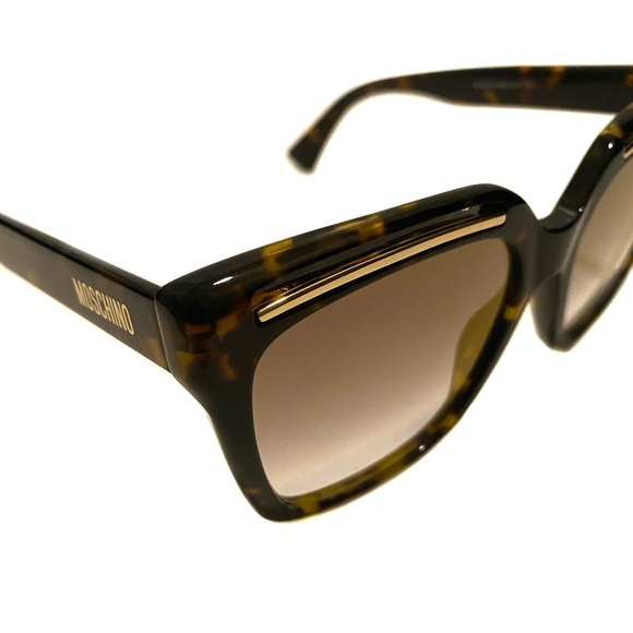 MOSCHINO Brown Tortoise Gold Butterfly Sunglasses NWT - Picture 8 of 13